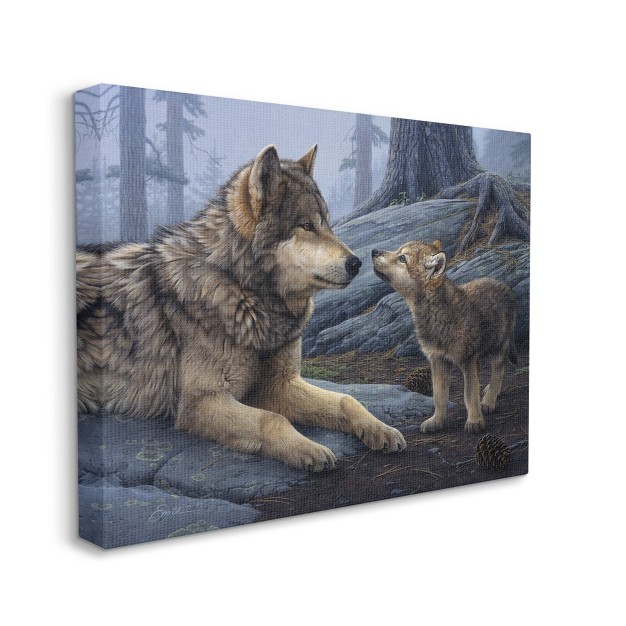 Stupell Industries Wolf amp Cub Woodland Forest Gallery Wrapped Canvas Wall Art