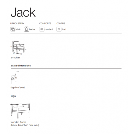 JACK FAUTEUIL TISSU CUIR ANILINE