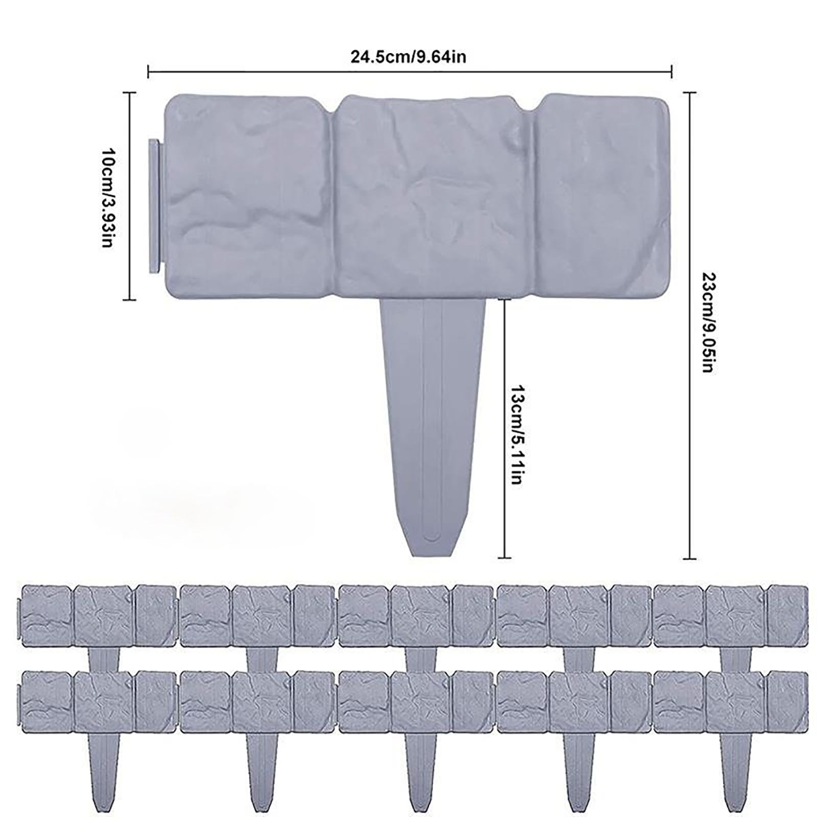 Garden Decorations Lawn Fence - Plastic Splicing Gray Lawn Fence Suitable For Flower Bed Or Garden Edge Gray