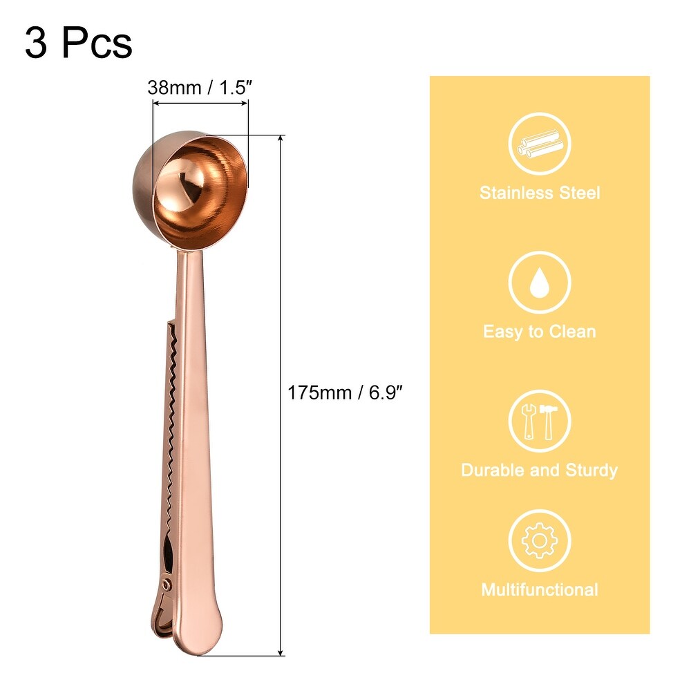 3Pcs Stainless Steel Coffee Scoop Clip 2 in 1 Coffee Measuring Spoon