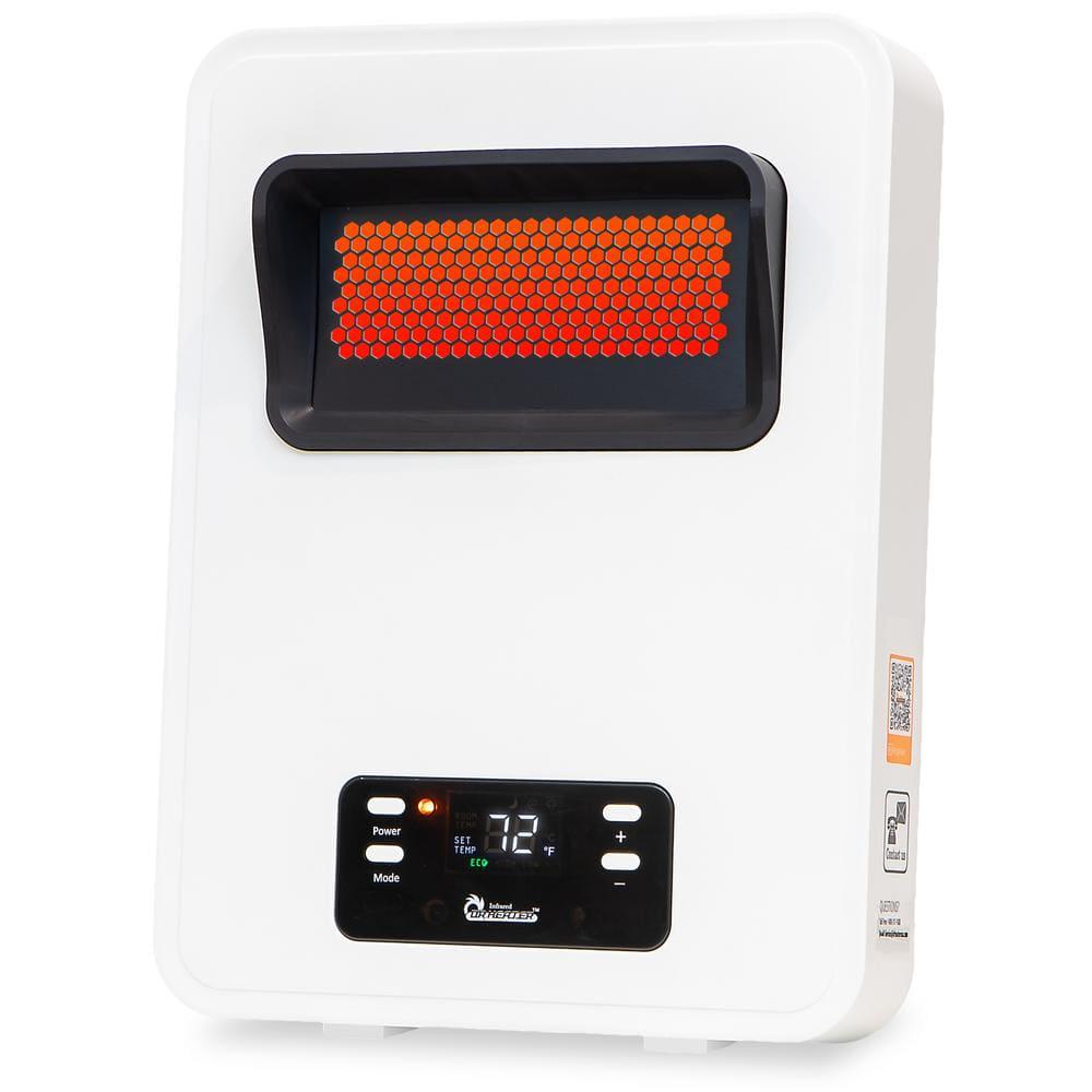 Dr Infrared Heater 1500Watt White Wall Hung or Wall Mount Electric Space Heater Dual System with Infrared and Fan Forced Remote Control