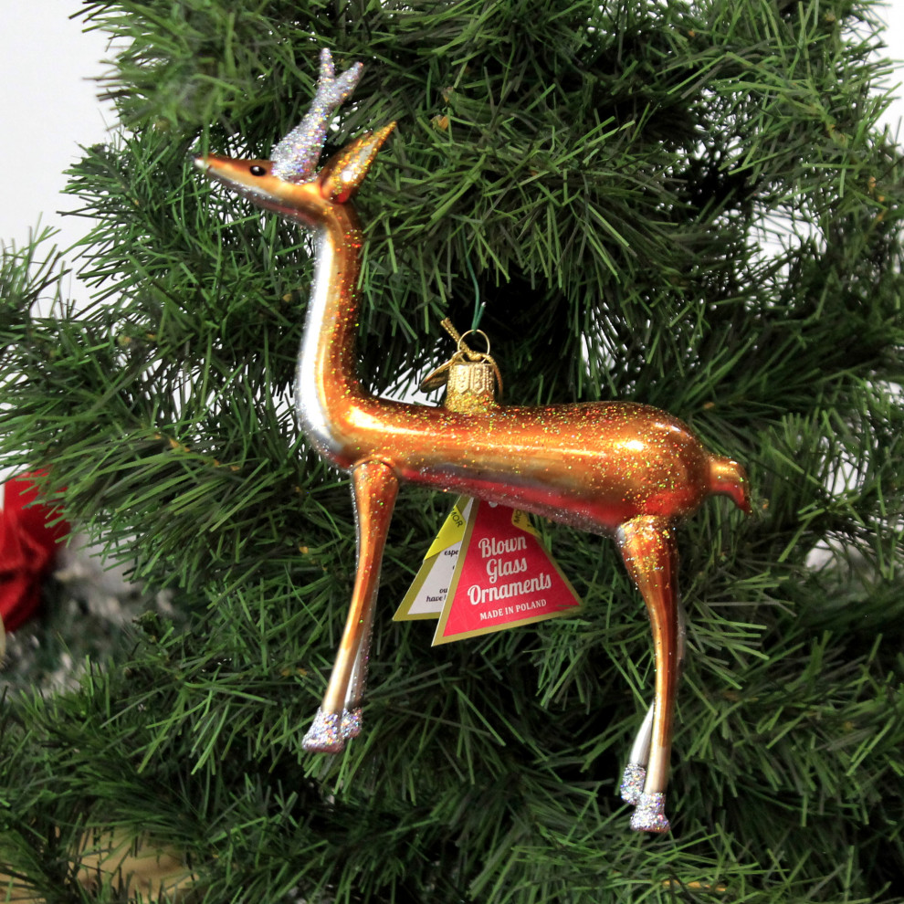 Morawski Free Blown Reindeer Glass Ornament Deer Buck Christmas 17580   Christmas Ornaments   by Story Book Kids Inc  Houzz