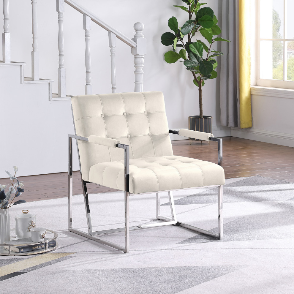 Louie Modern Arm Chair with Silver Frame   Contemporary   Armchairs And Accent Chairs   by Best Master Furniture  Houzz