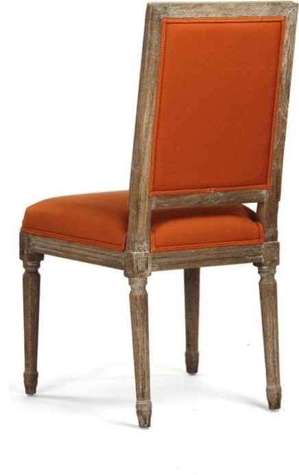 Side Chair LOUIS Beige Persimmon Red Wood Upholstery Fabric   Farmhouse   Dining Chairs   by EuroLuxHome  Houzz