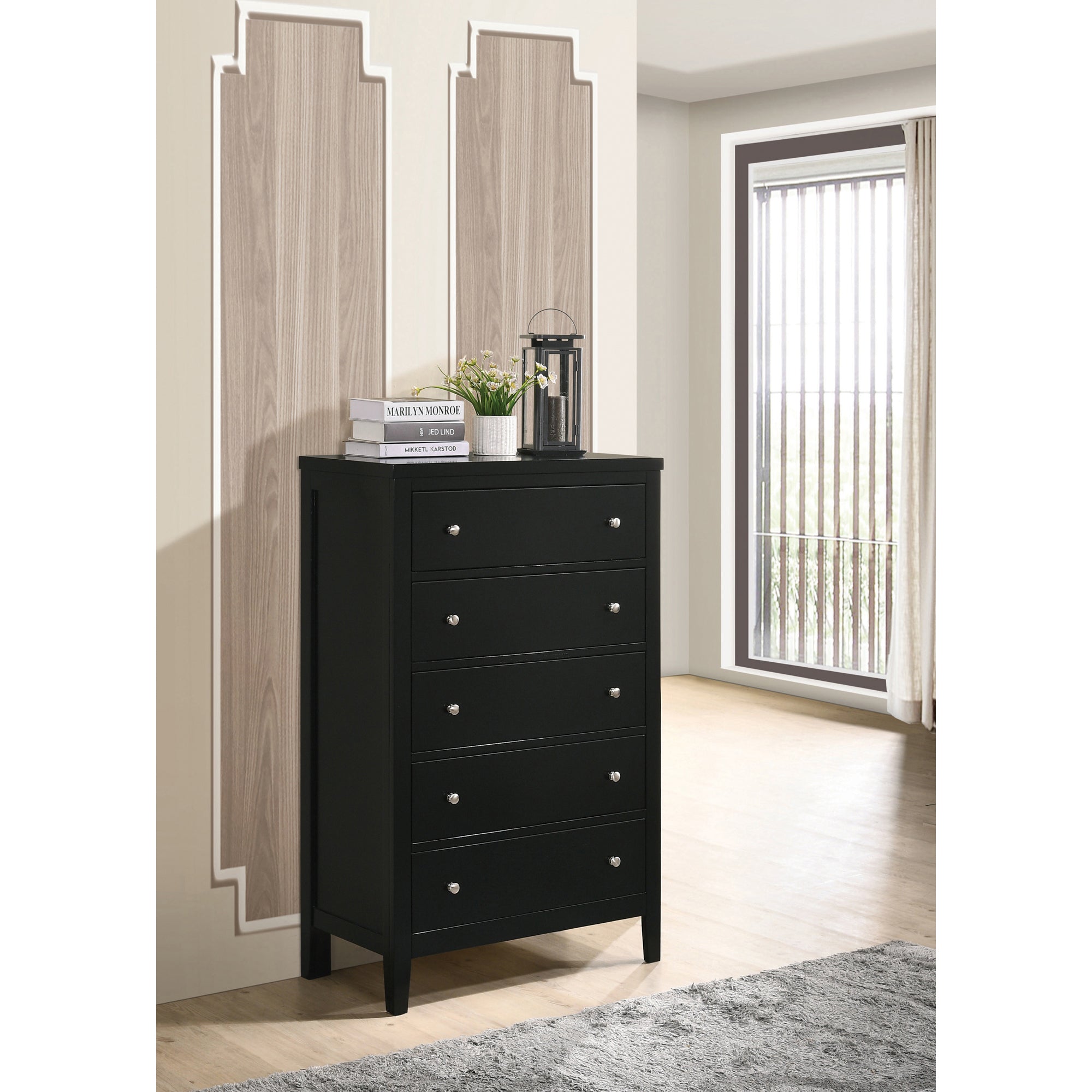 Carlton 5-drawer Rectangular Chest Black