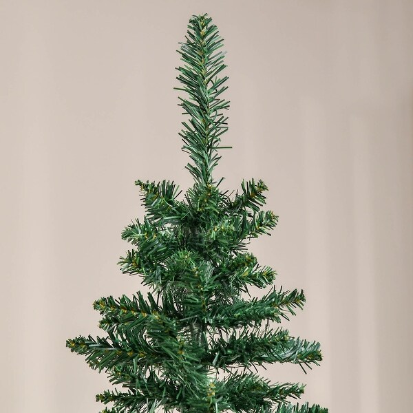 HOMCOM 7' Hinged Noble Fir Unlit Slim Christmas Tree with Stand