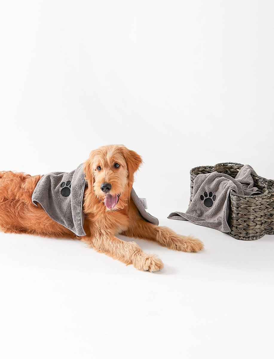 Bone Dry Small Embroidered Paw Dog and Cat Towel Set， 3 count