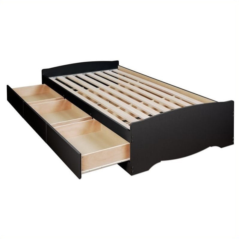 Prepac Sonoma Twin Bookcase Platform Storage Bed in Black