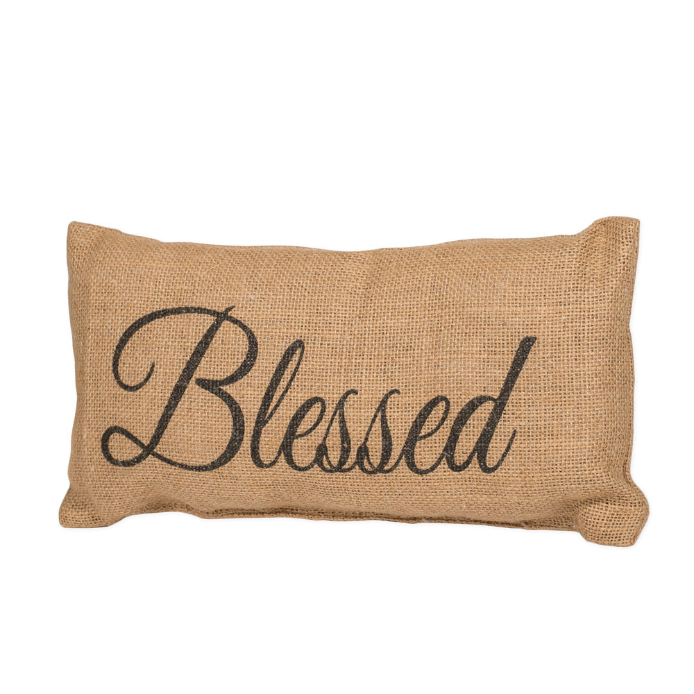 Small Burlap Blessed Country Pillow