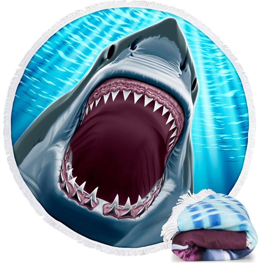 Great White Shark Microfiber Round Large Beach Towel/Blanket