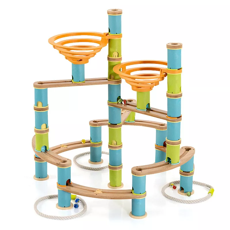 162 Pieces Wicker Marble Run Educational Learning Toy Set