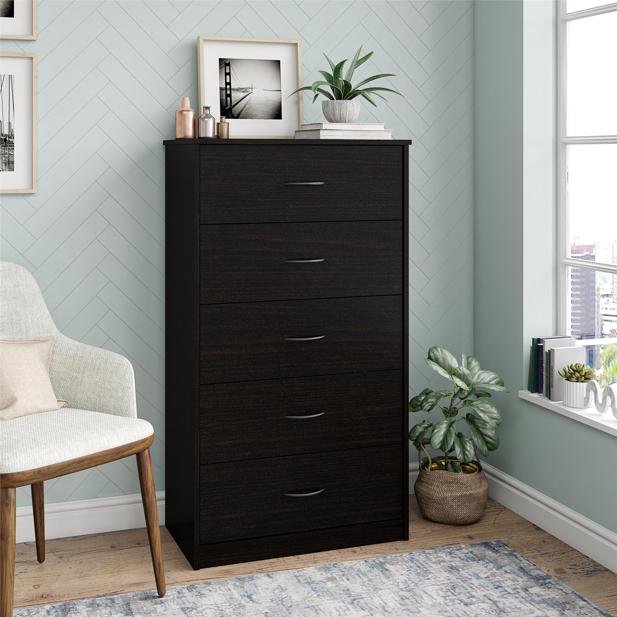 Mainstays Classic 5 Drawer Dresser, Espresso Finish