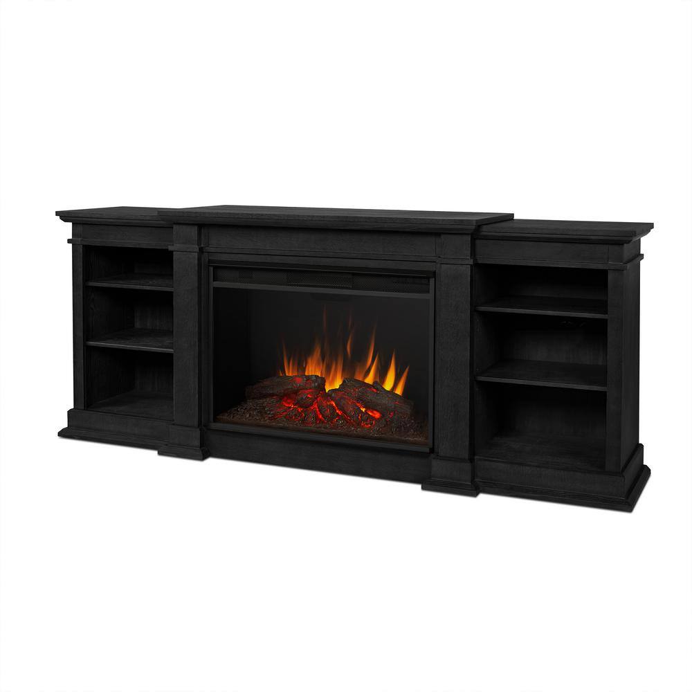 Real Flame Eliot Grand 81 in. Freestanding Wooden Electric Fireplace TV Stand in Black 1290E-BLK