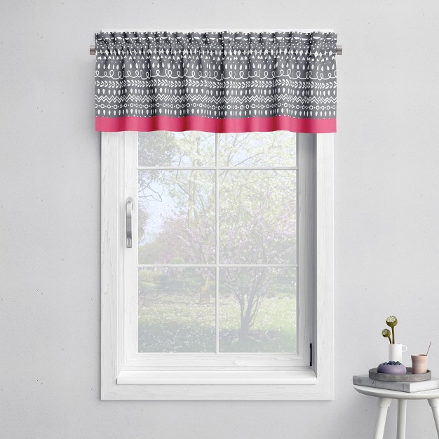 Bacati Owls Pink grey Girls Cotton Window Valance