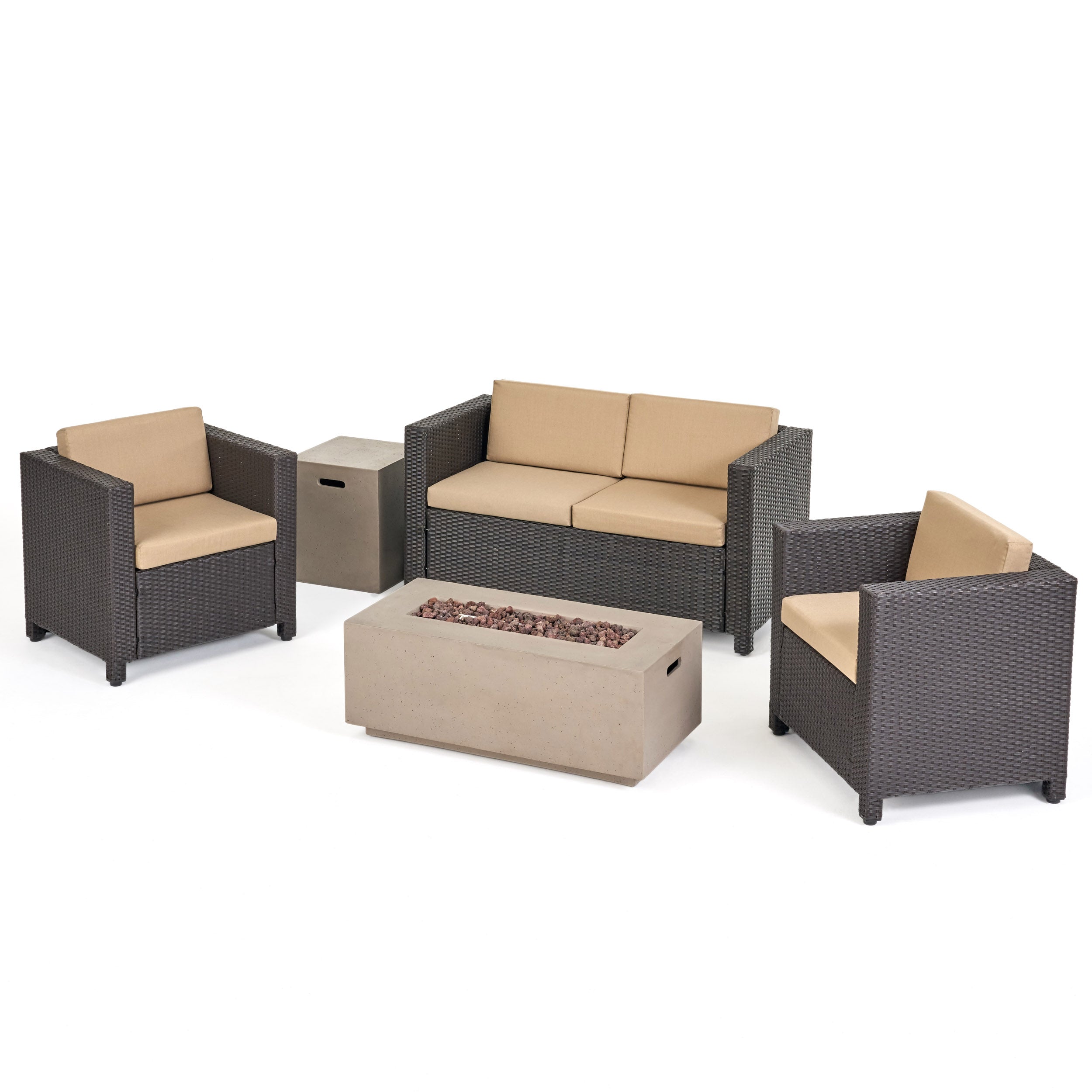 Venice 4-Seater Outdoor Fire Pit Sofa Set