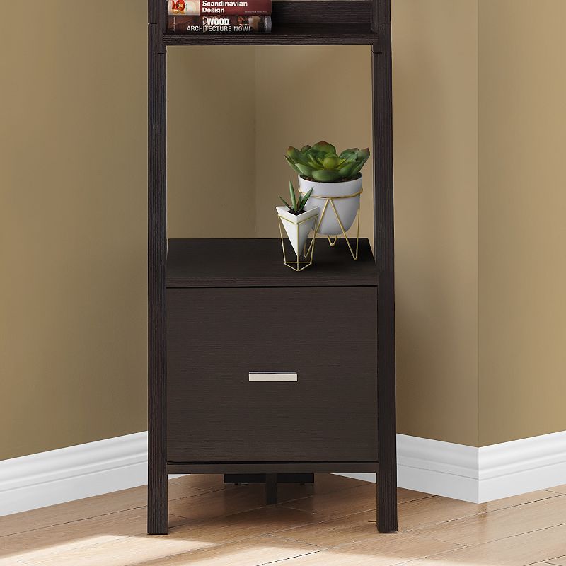 Monarch Espresso Corner Leaning Ladder Bookcase