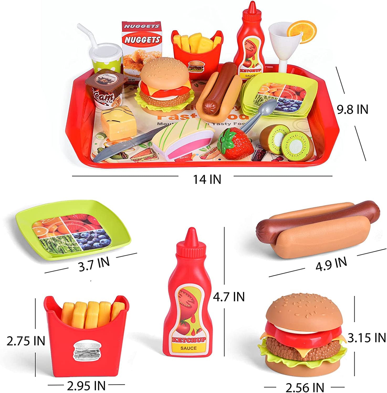 Fun Little Toys Pretend Life 40 PCs Pretend Play Fast, Pretend Play Kitchen Set,Cutting Fruits Play Kitchen Sets,Children Toy Food Set,Birthday,Xmas Gifts for Kids,Boys,Girls