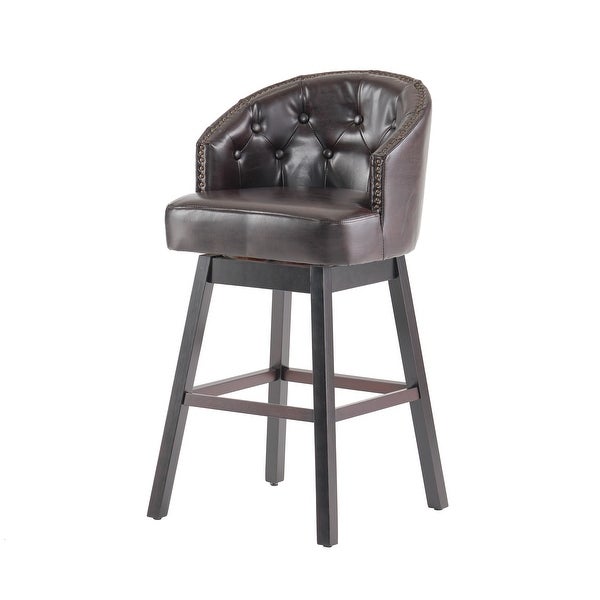 Morgan Brown Bonded Leather Swivel Bar Stool (Set of 2)