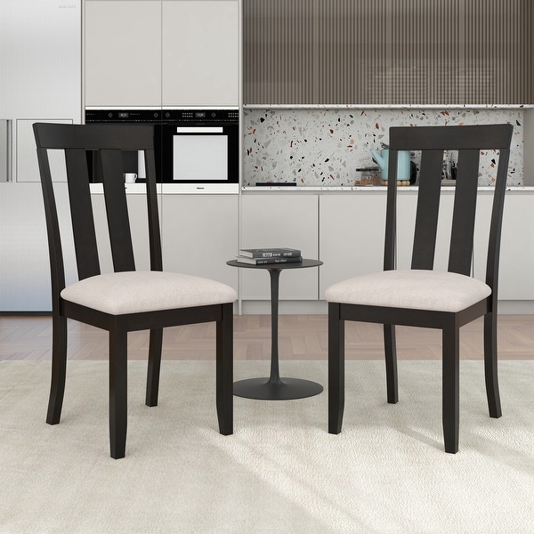 Set of 2 Dining Chairs Soft Fabric Dining Room Chairs with Seat Cushions and Curved Back for Kitchen