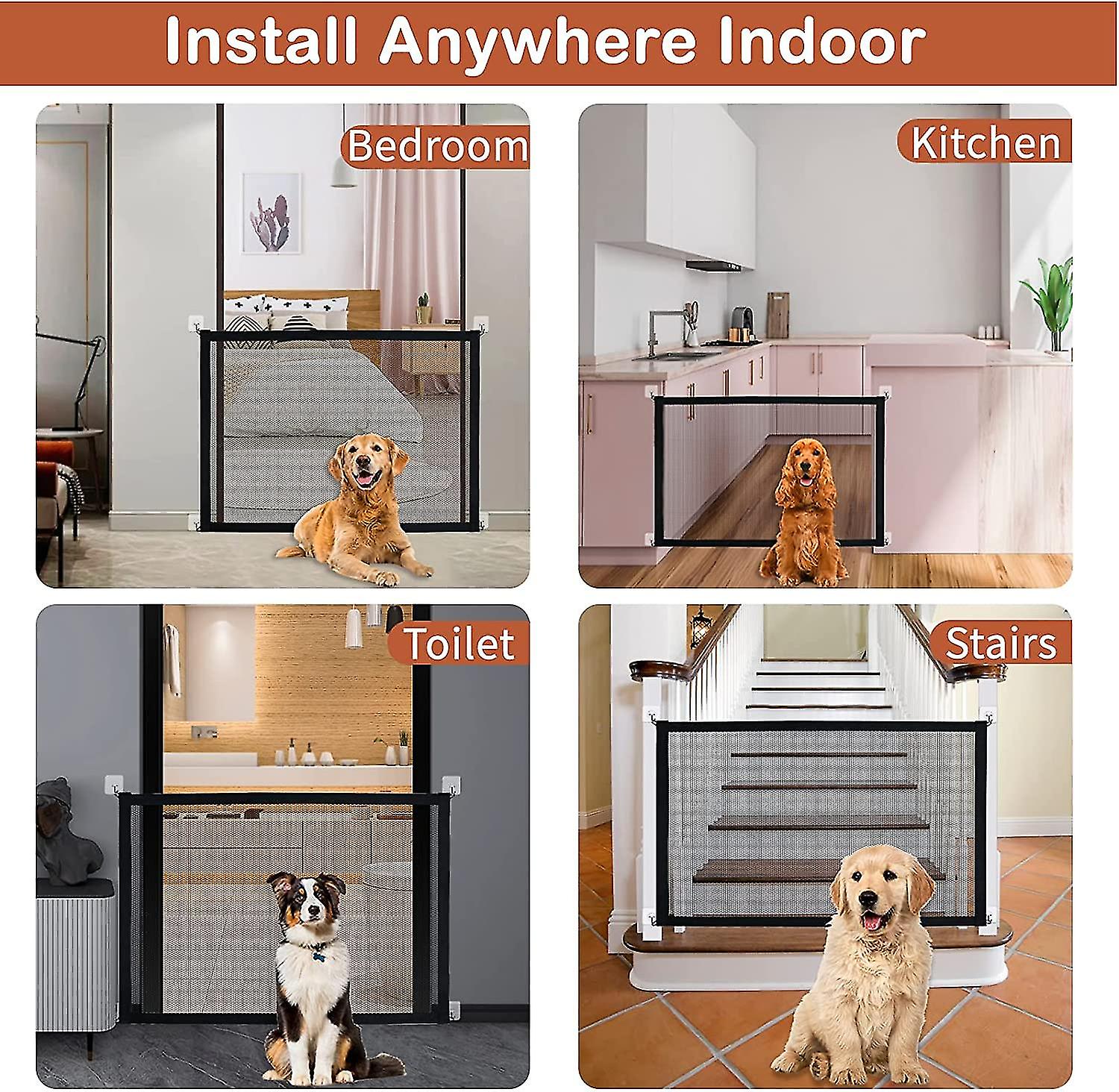 Dog Gates For The ， Gate For Sts No Ing， Mesh Portable Safety Fence Easily In Any