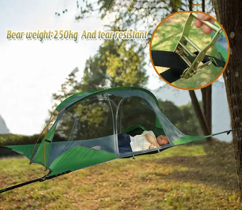 Wildrex Traveler Camping outdoor hiking Waterproof Hammock Tree Flat Bottom Bed Hanging Off Ground Tent Hammock Tent