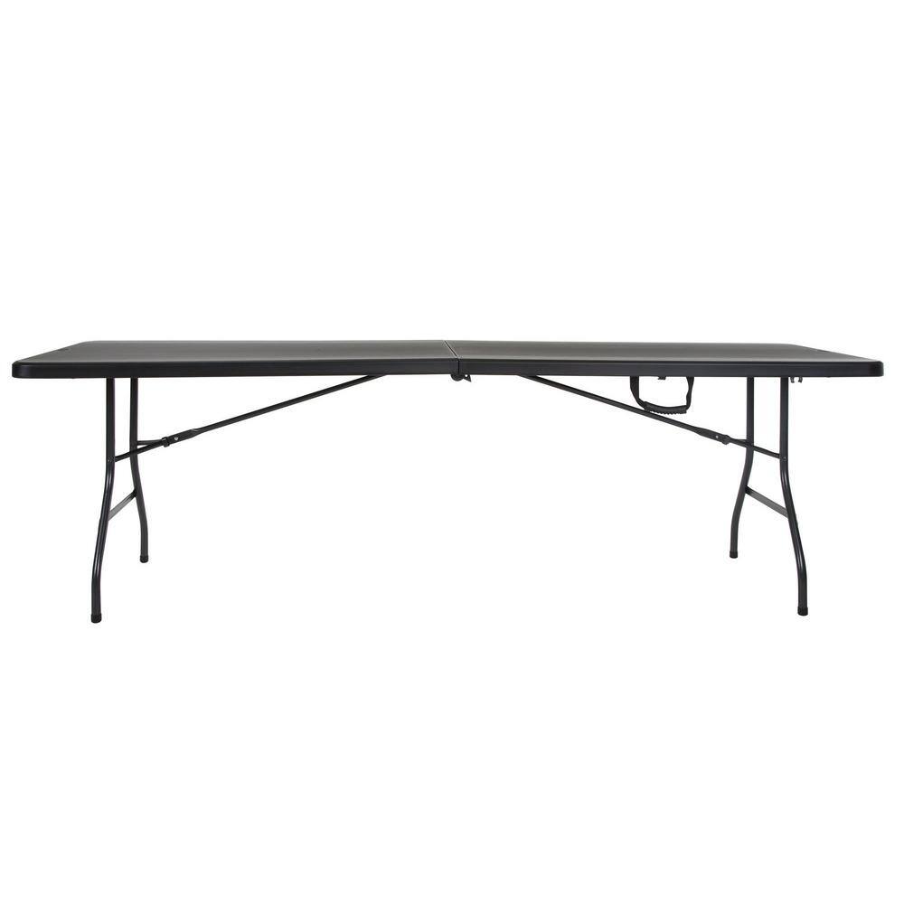 Cosco 96 in. Black Plastic Fold-in-Half Folding Banquet Table 14778BLK1X