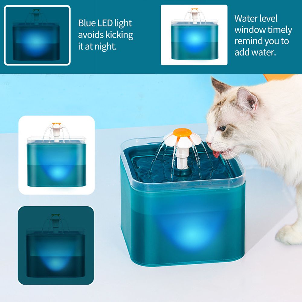 Adjustable Mute Detachable With LED Light Smart Pet Water Dispenser Pet Water Drinker Cat Automatic Feeder Circulating Water GREY