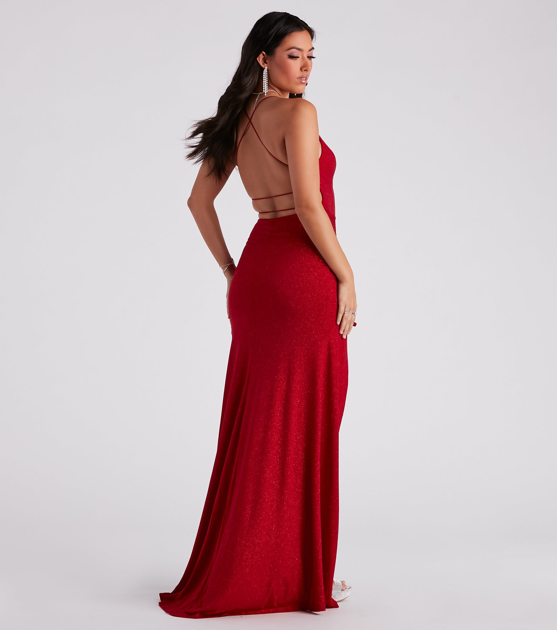 Joni Formal High Slit Glitter Dress