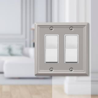 Hampton Bay Ascher 2 Gang Rocker Steel Wall Plate - Brushed Nickel 149RRBNHB