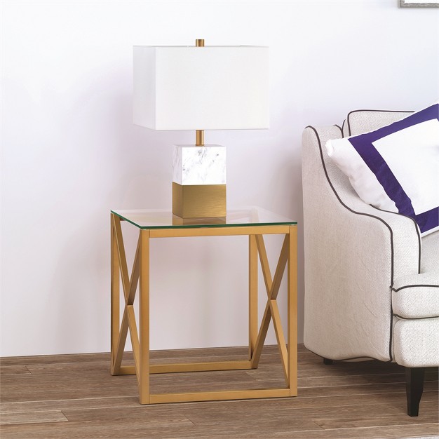 22 x27 Metal Geometric Side Table In Gold Henn amp hart