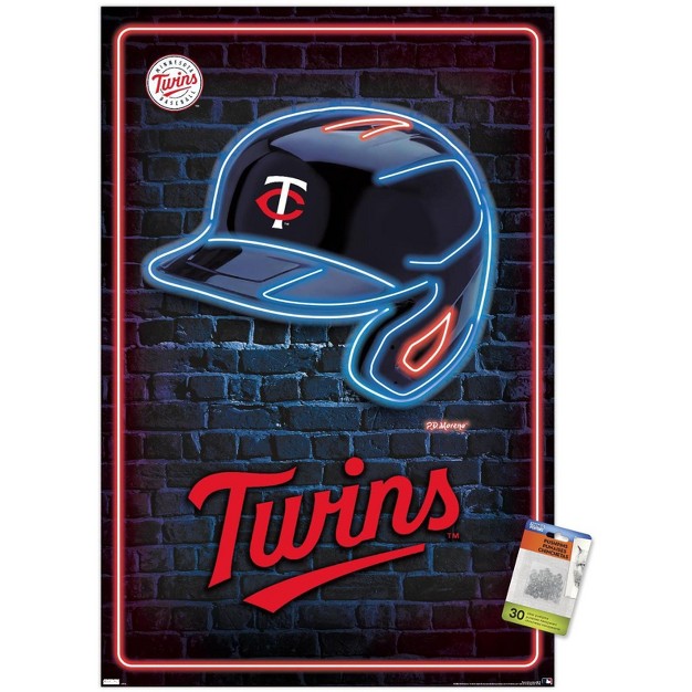 Trends International Mlb Minnesota Twins Neon Helmet 23 Unframed Wall Poster Prints