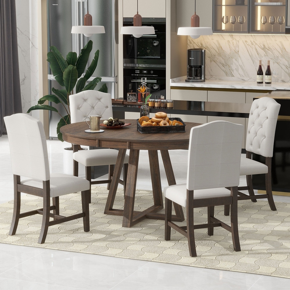 5 Piece Retro Functional Dining Set  Round Table with a 16\