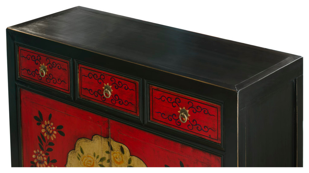 Elmwood Floral Motif Tibetan Cabinet   Asian   Accent Chests And Cabinets   by China Furniture and Arts  Houzz