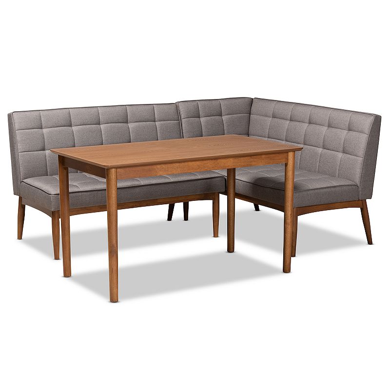 Baxton Studio Sanford Dining Table and Nook Bench 3-piece Set