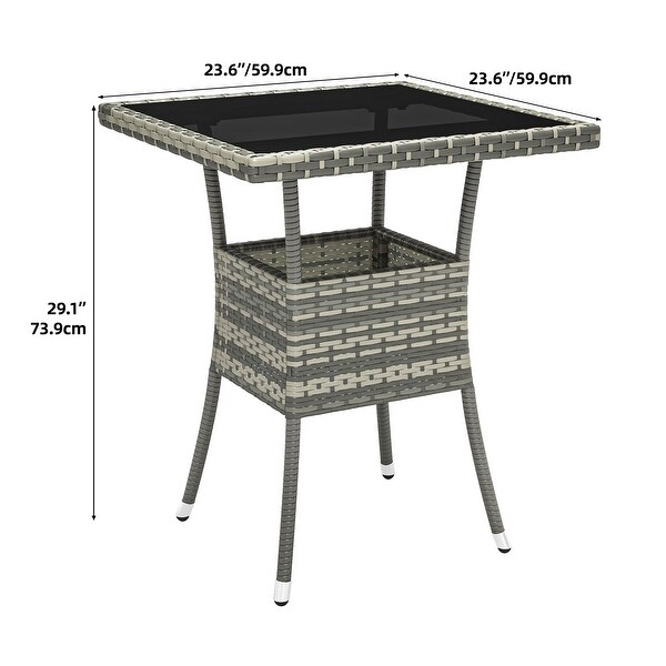 Moasis 4 Person Outdoor Round/Square Bistro Table Patio Glass Tabletop AllWeather Rattan