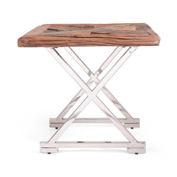 Treutlen Indoor Wood and Stainless Steel Handcrafted End Table by Christopher Knight Home