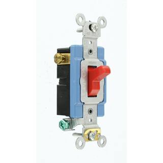 Leviton 15 Amp Industrial Grade Heavy Duty 3-Way Toggle Switch Red 1203-2R