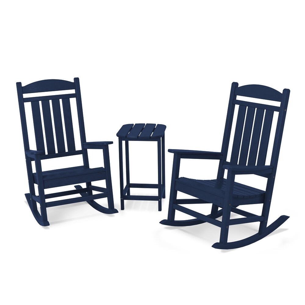 POLYWOOD Presidential 3 piece Outdoor Rocking Chair Set with Table