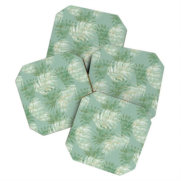 Jacqueline Maldonado Palms Overlay Green Set Of 4 Coasters Deny Designs