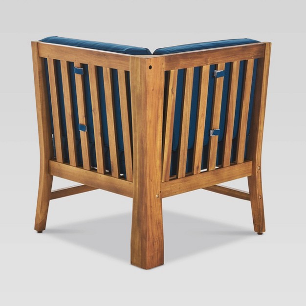 Perla 7pc Acacia Wood Seating Set Teak blue Christopher Knight Home