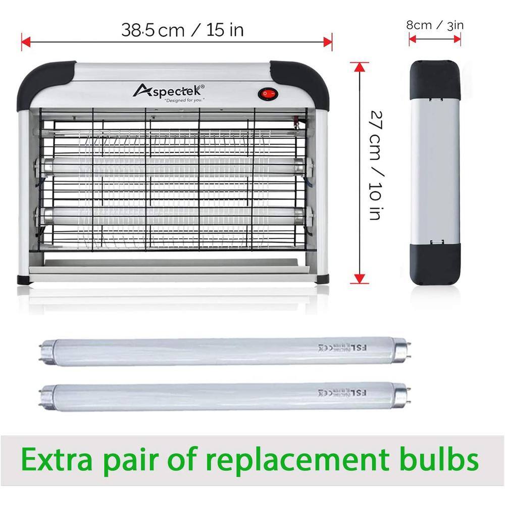 Aspectek 20-Watt Bug Zapper and Electric Indoor Insect Killer Including 2 Free Replacement Bulbs W6HR292-5