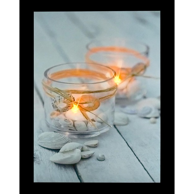 Led Flickering Seashell Beach Candles Canvas Wall Art