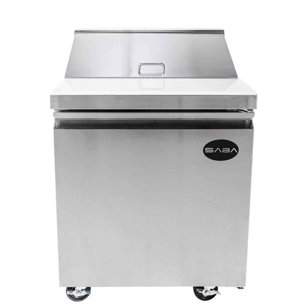 SABA 27.5 in. W 5.7 cu. ft. Commercial Food Prep Table Refrigerator Cooler in Stainless Steel SPS-27-8