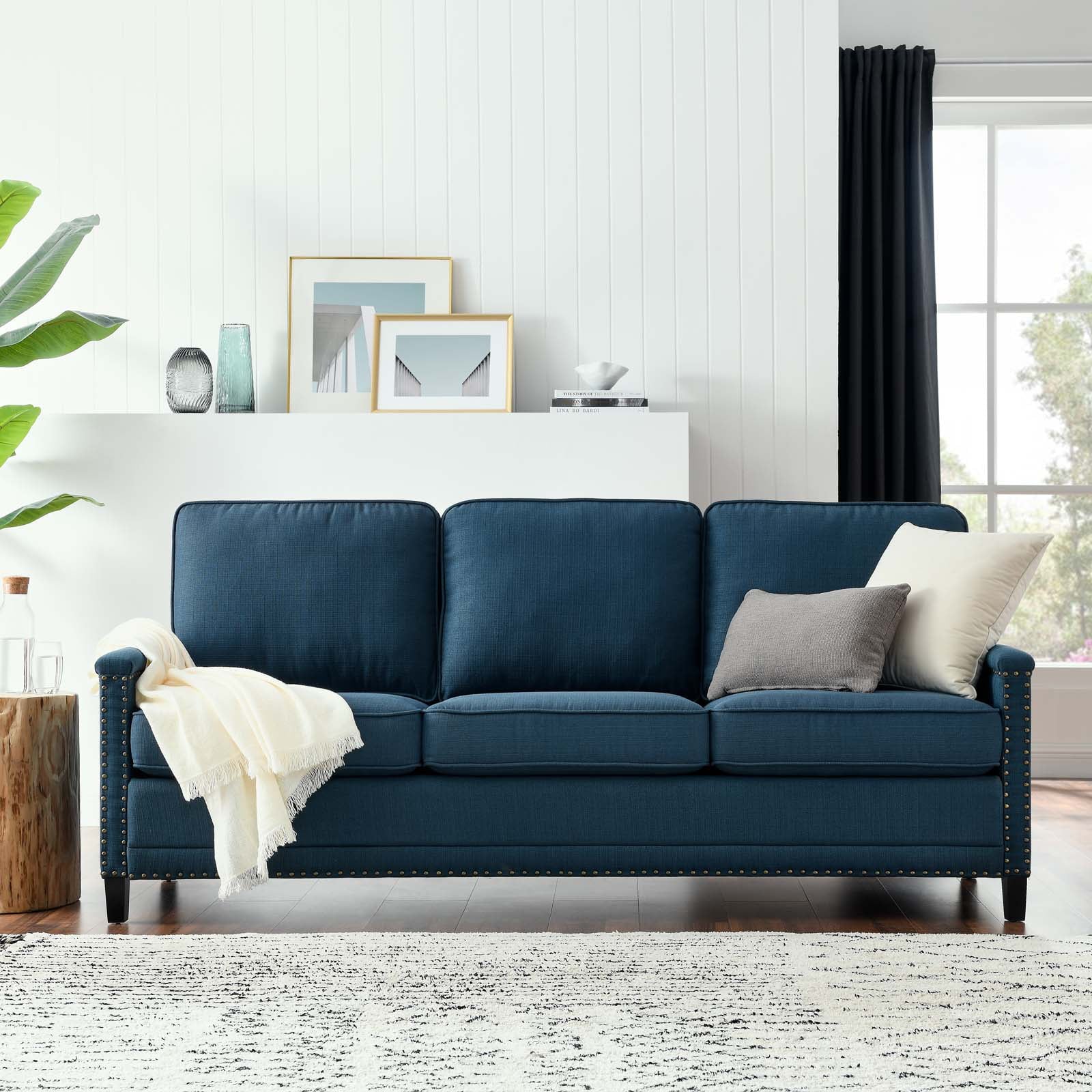 Modway Ashton Upholstered Fabric Sofa, Blue