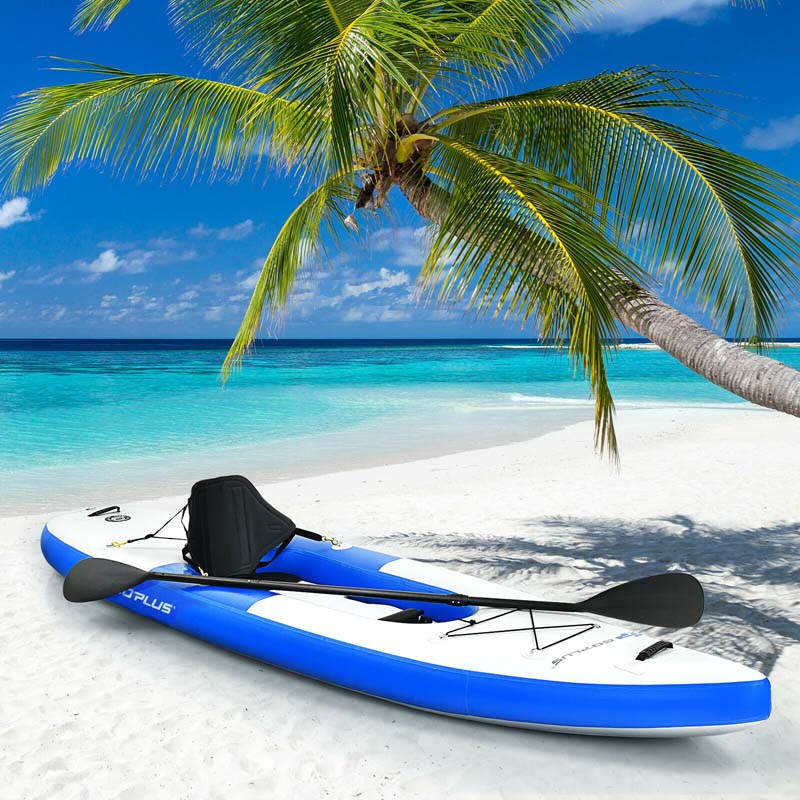 11FT Canoe Boat Raft Inflatable Fishing Kayak for 1 Person with Hand Pump & Adjustable Aluminum Oars