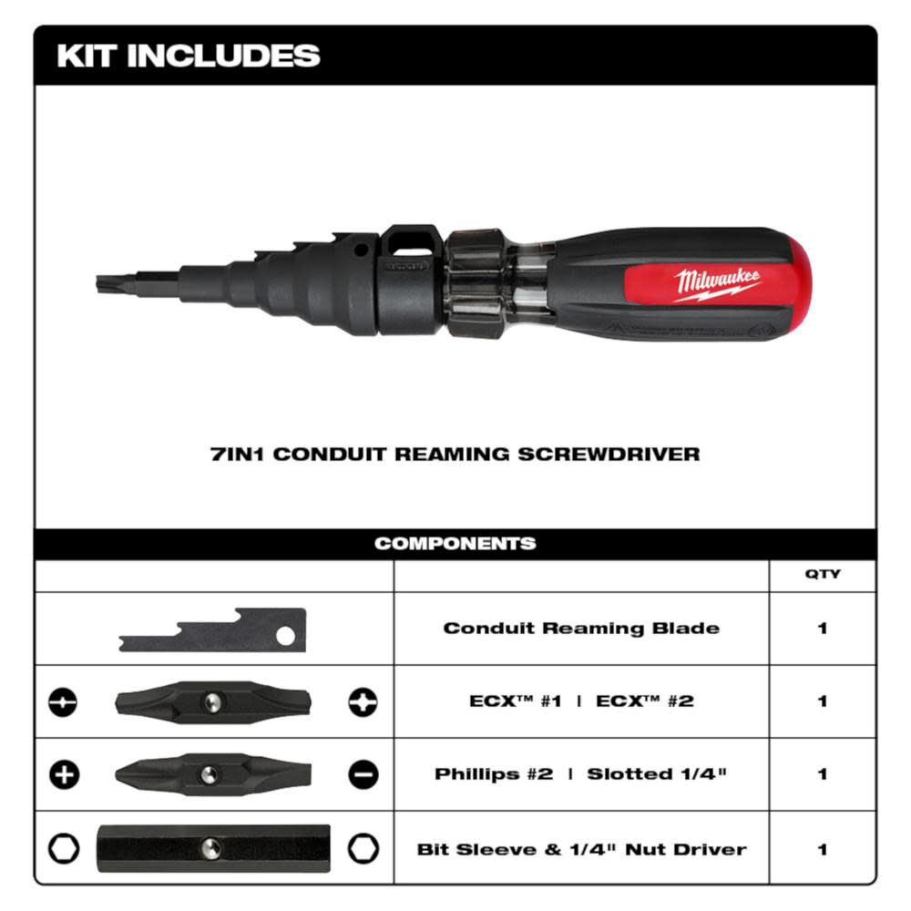 Milwaukee Conduit Reamer with ECX Bit 7in1 48-22-2870 from Milwaukee