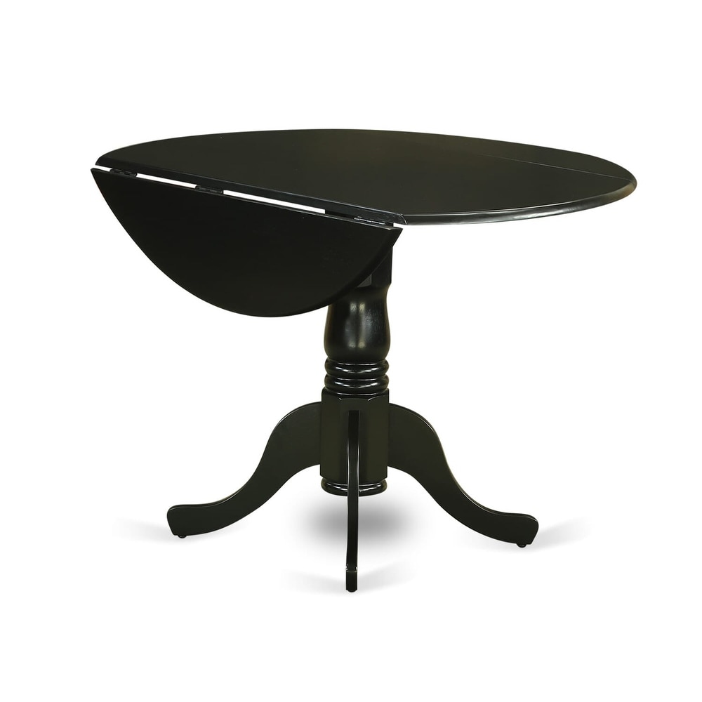 East West Furniture Dublin Kitchen Dining Table   a Round Wooden Table Top with Dropleaf   Pedestal Base  (Finish Options)