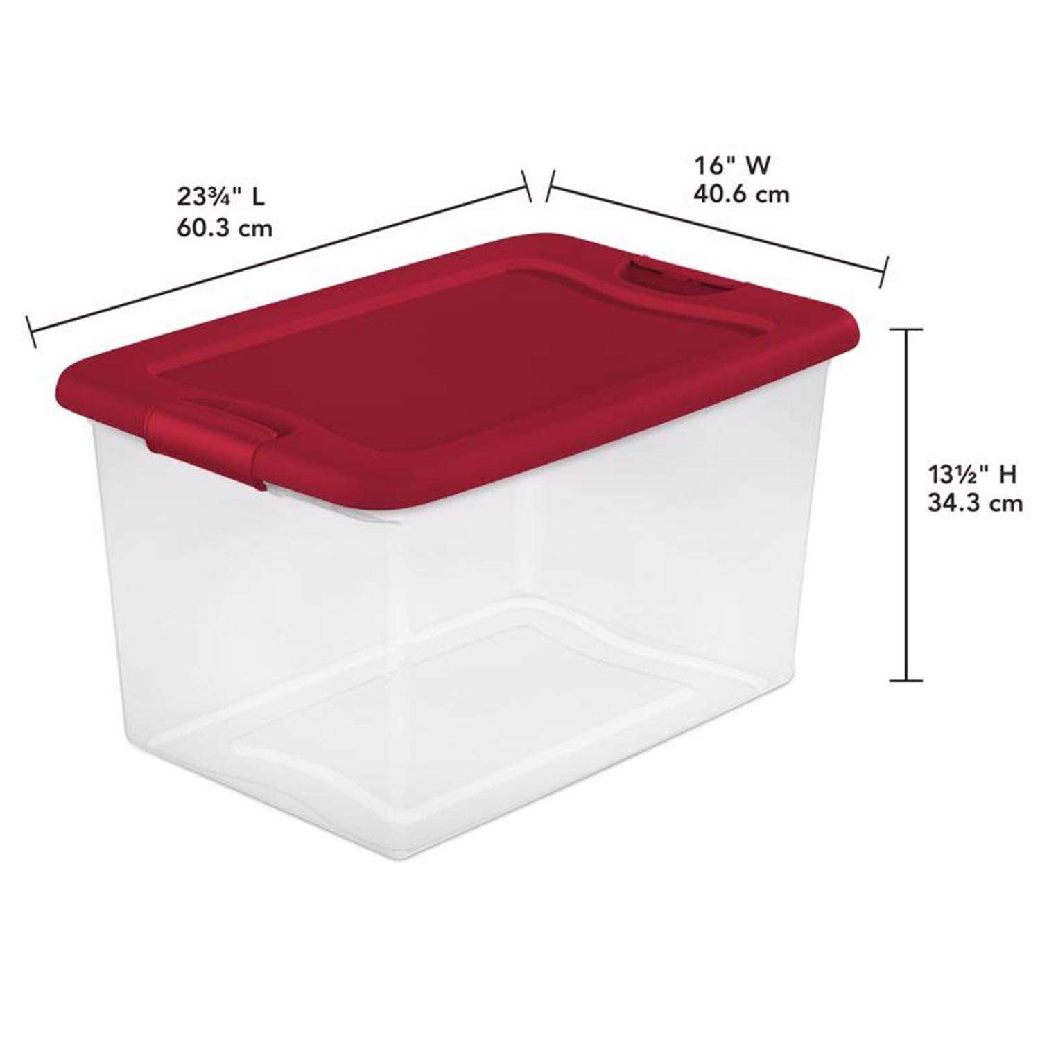 Sterilite 64 qt Clear/Red Latching Storage Box 13.5 in. H X 23.75 in. W X 16 in. D💝(LAST DAY CLEARANCE SALE 70% OFF)