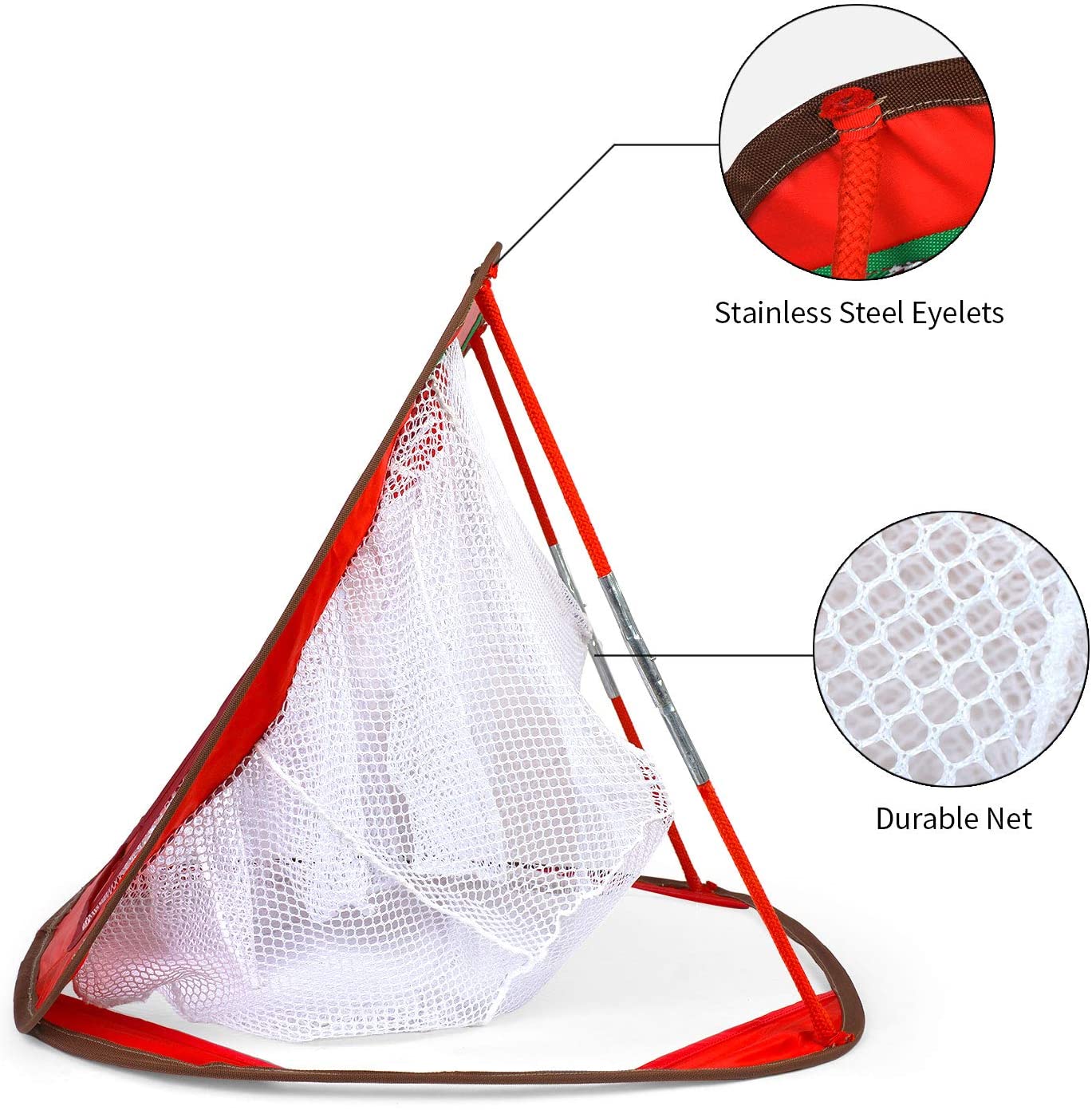 Galileo Pop Up Golf Chipping Net Practice Nets Training Square Chipping Golf Hitting Aid 3-Target Hole with Foam Training Balls(12pack) GP-RED