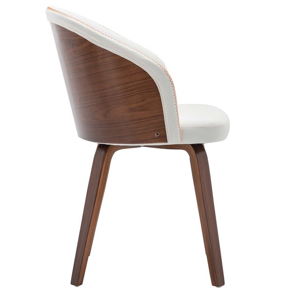 Maynau PU Leather and Wood Upholstered Dining Arm Chairs (Set 2)